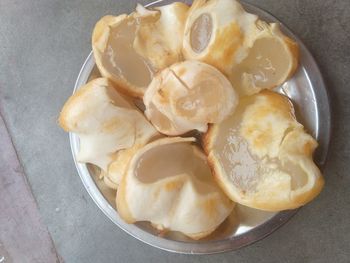 High angle view of ice cream in bowl