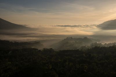 Scenic view of landscape against sky during sunset