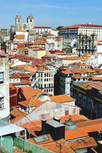 High angle view of townscape against sky