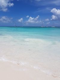 View of beach against cloudy sky