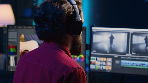 Side view of young man