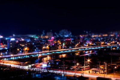 Illuminated cityscape at night