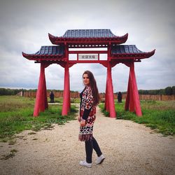 Rear view of woman looking at view