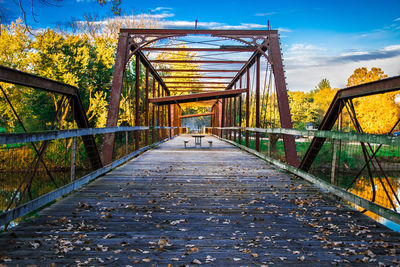 Bridge over river during autumn