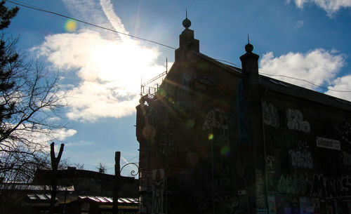 Low angle view of buildings against sky in city