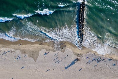 High angle view of beach