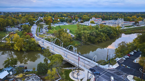 High angle view of buildings in city