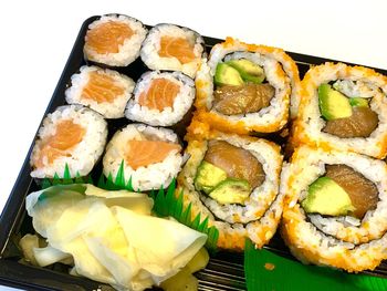 High angle view of sushi in plate