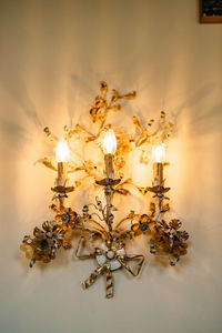 Close-up of illuminated chandelier