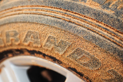 High angle view of car tire