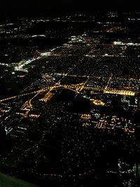 Aerial view of illuminated cityscape