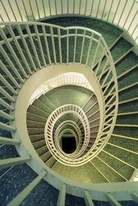 High angle view of spiral stairs