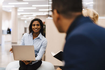 Coworkers having meeting