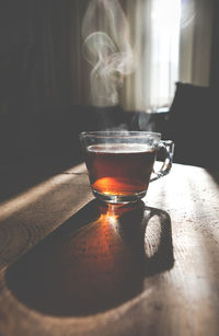 Close-up of tea cup on table