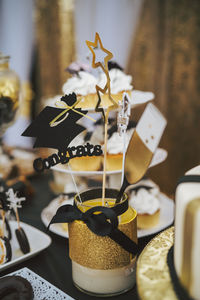 Close-up of coffee cup on table