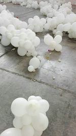 High angle view of white balloons