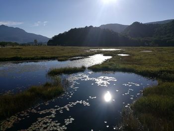 Scenic view of lake against sky