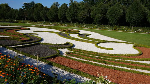 View of formal garden in park