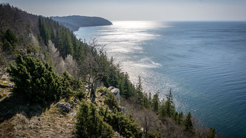 High angle view of sea against sky