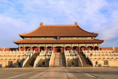 Low angle view of historic building against sky