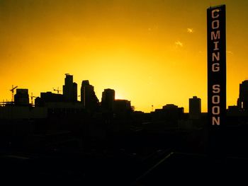 View of city at sunset