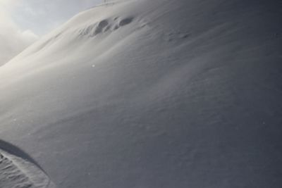 High angle view of snow covered land