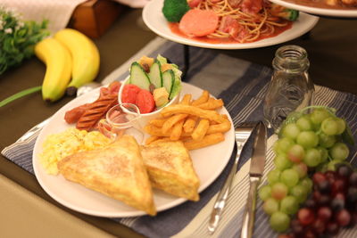 Close-up of food in plate on table