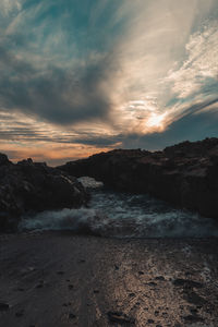 Scenic view of sea against sky during sunset