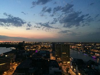 Illuminated cityscape at night