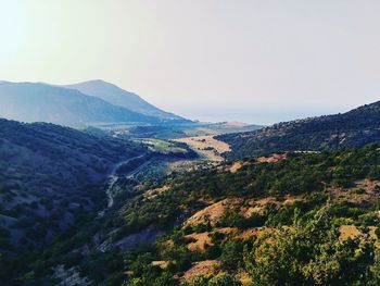 High angle view of mountain range