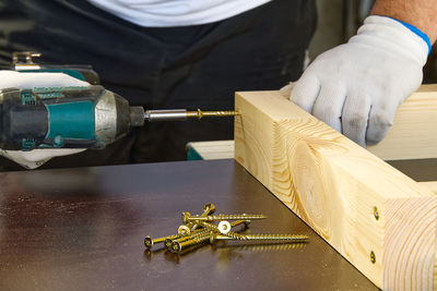 Man working on table