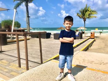 Portrait of smiling boy on beach