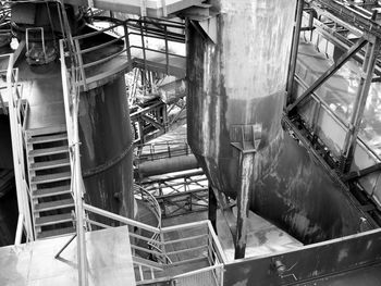 High angle view of machinery in factory