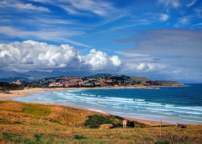 Scenic view of sea against cloudy sky