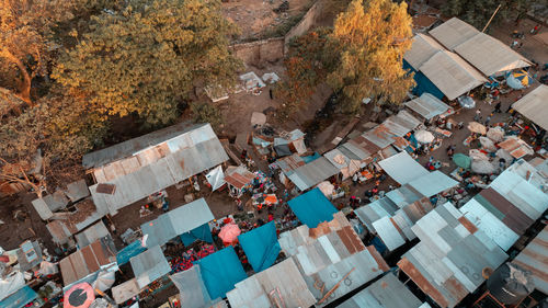 Aerial view of the local market in arusha city, tanzania