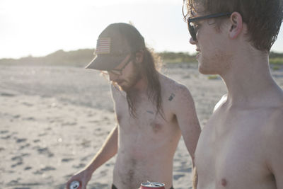 Friends hanging out on a beach