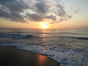 Scenic view of sea against sky during sunset