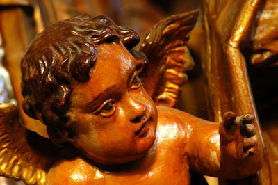 Wooden statue in the saint michael catholic church. cluj napoca / kolozsvar, romania