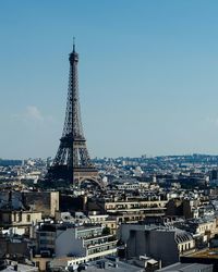 Cityscape against clear sky