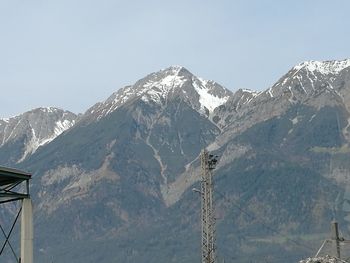 Scenic view of mountains against clear sky