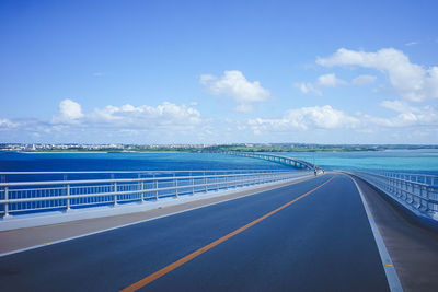 Miyakojima, okinawa japan, a spectacular view of the sea and sky in summer from the irabu bridge.