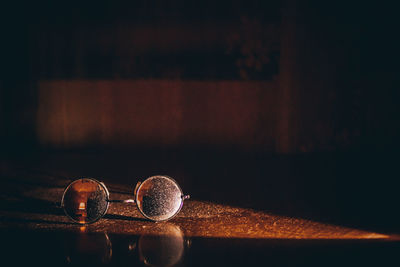 Close-up of glass on table