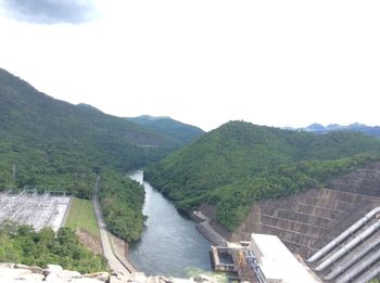 Scenic view of river and mountains