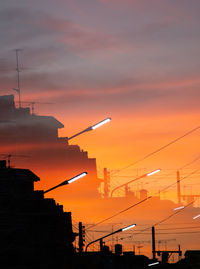 Low angle view of silhouette buildings against sky during sunset