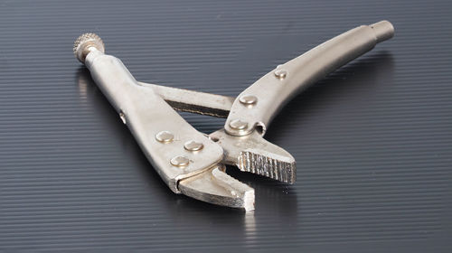 High angle view of machine on table