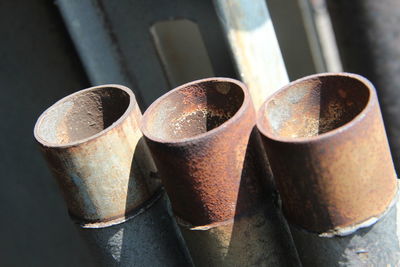 Close-up of rusty pipes