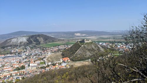 High angle view of townscape against sky