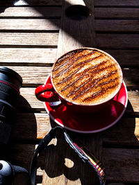 High angle view of dessert on table