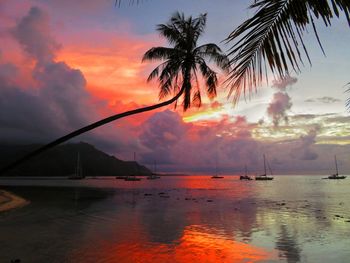 Scenic view of sea against sky at sunset