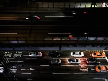 High angle view of cars on road